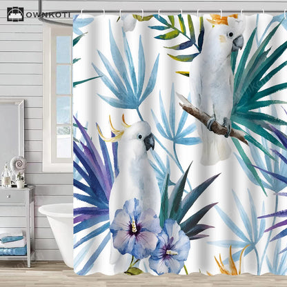 Floral Bird Waterproof Decorative Shower Curtain