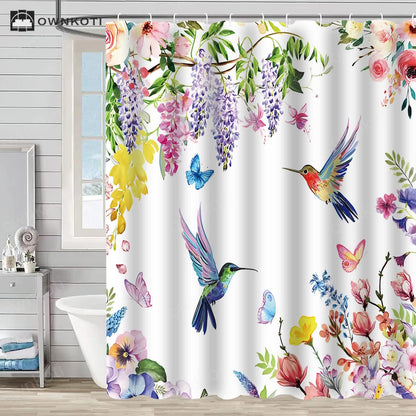 Floral Bird Waterproof Decorative Shower Curtain