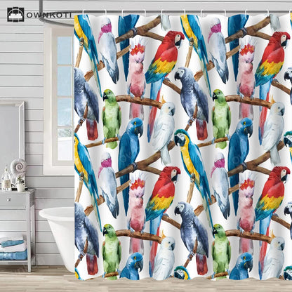 Floral Bird Waterproof Decorative Shower Curtain