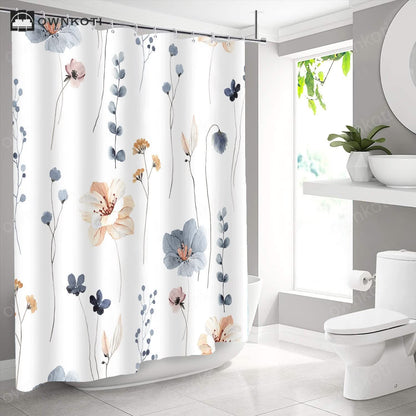 Elegant Floral Waterproof Decorative Shower Curtain