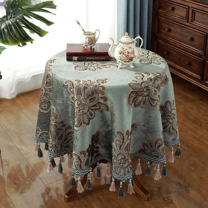 Chenille Jacquard Elegant Floral Tablecloth