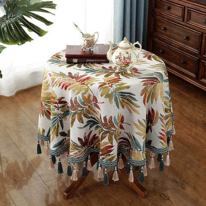Chenille Jacquard Elegant Floral Tablecloth