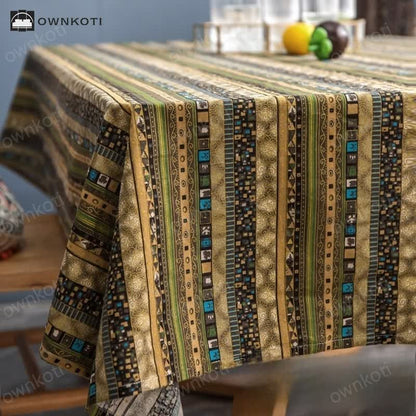 Retro Ethnic Abstract Art Tablecloth