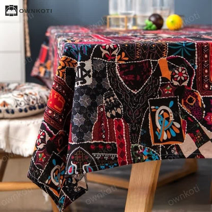 Retro Ethnic Abstract Art Tablecloth