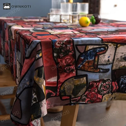 Retro Ethnic Abstract Art Tablecloth