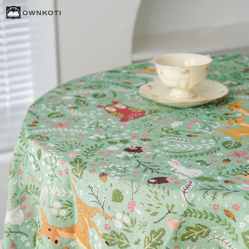 Cute Deer Jungle Animal Rectangular Tablecloth