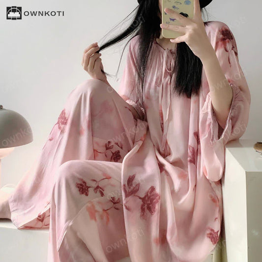 Plus Size Pink Floral Nightwear Set