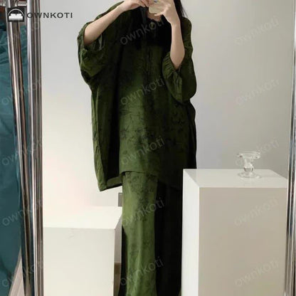 Retro Plus Size Soft Floral Nightwear Set