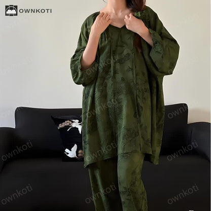 Retro Plus Size Soft Floral Nightwear Set