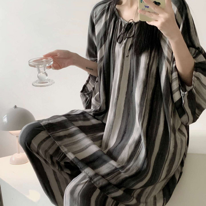 Modern Striped Plus Size Soft Nightwear Set