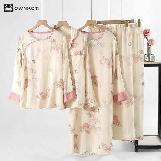 Floral Butterfly Soft Satin Loungewear