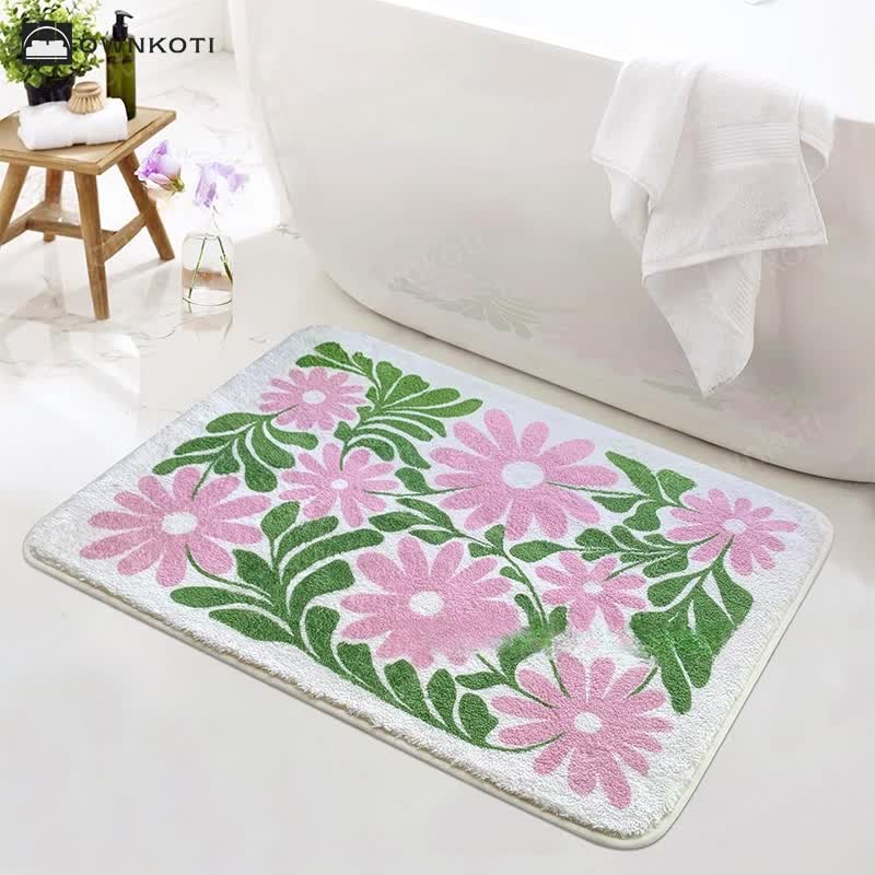 Pastoral Style Plant & Flower Absorbent Floor Mat