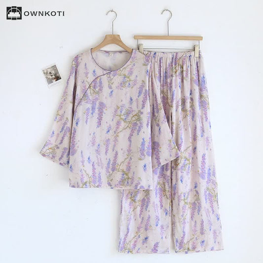 Rural Wisteria Bamboo Fiber Pajama Set