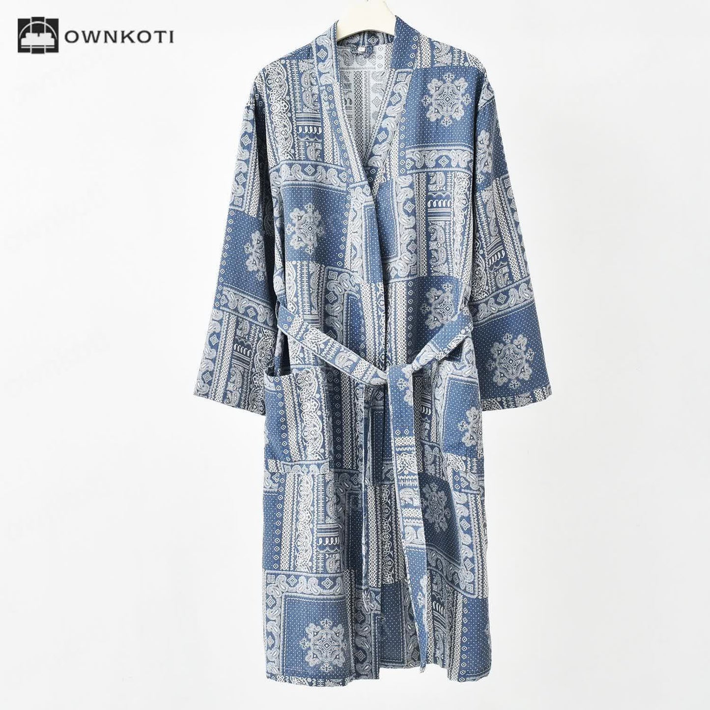 Jacquard Vintage Kimono Cotton Gauze Bathrobe