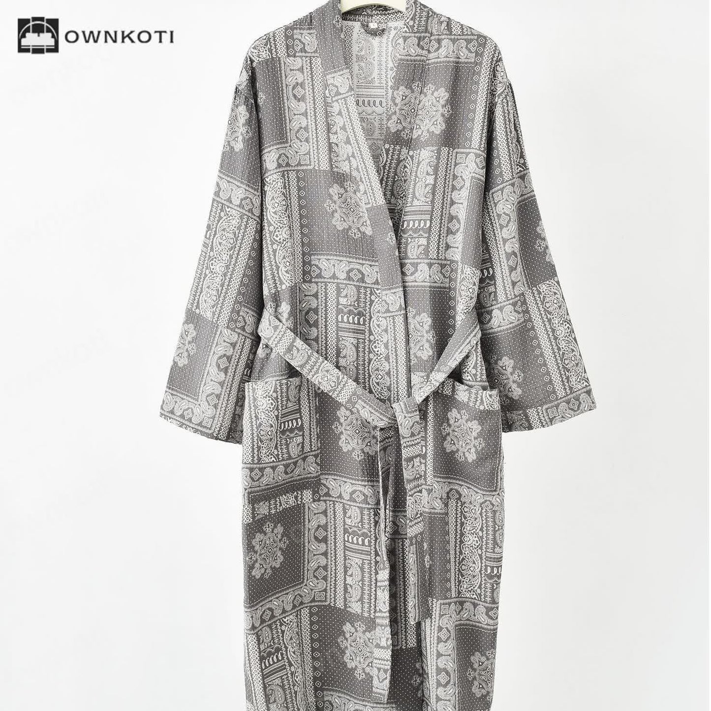 Jacquard Vintage Kimono Cotton Gauze Bathrobe