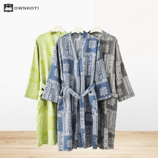 Jacquard Vintage Kimono Cotton Gauze Bathrobe