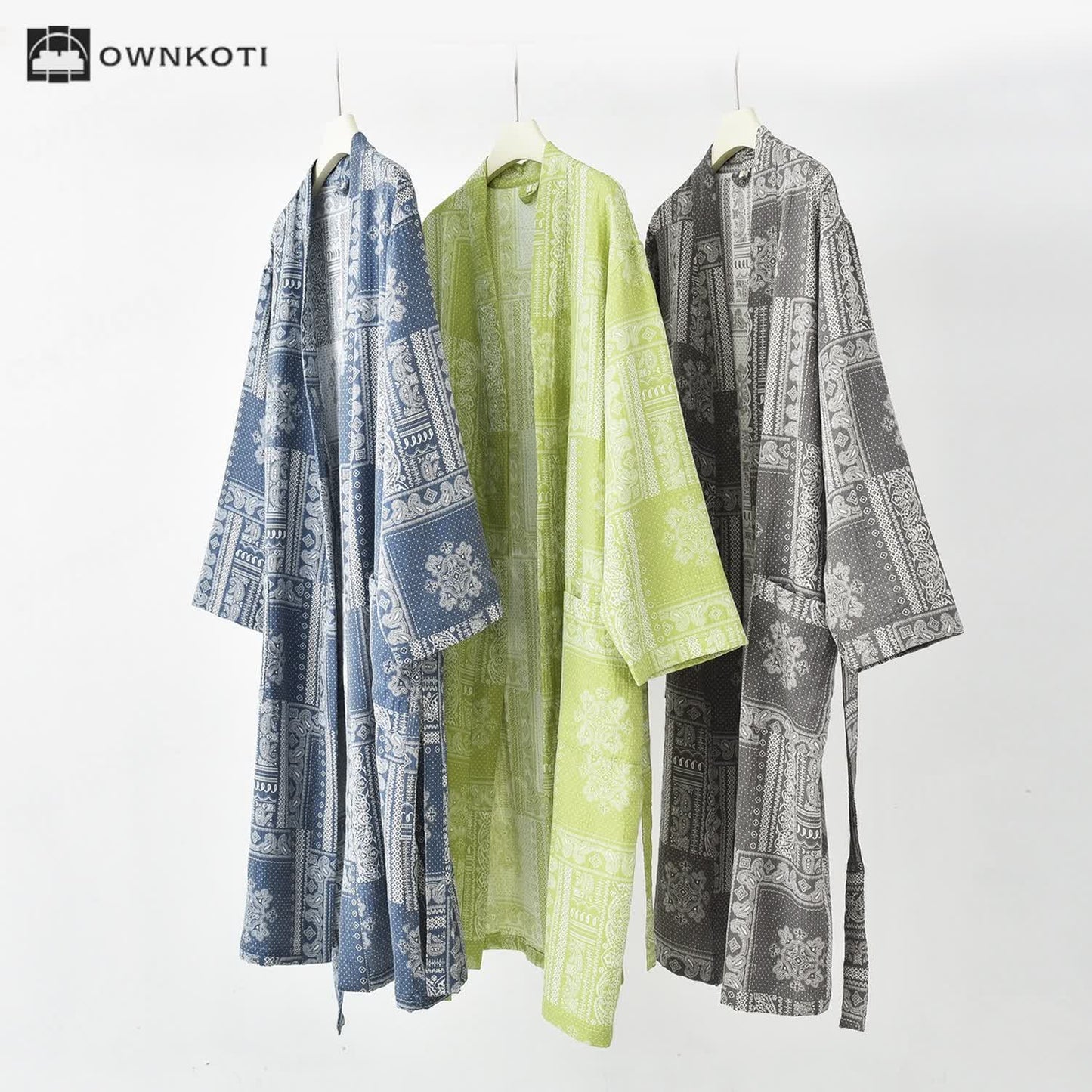 Jacquard Vintage Kimono Cotton Gauze Bathrobe