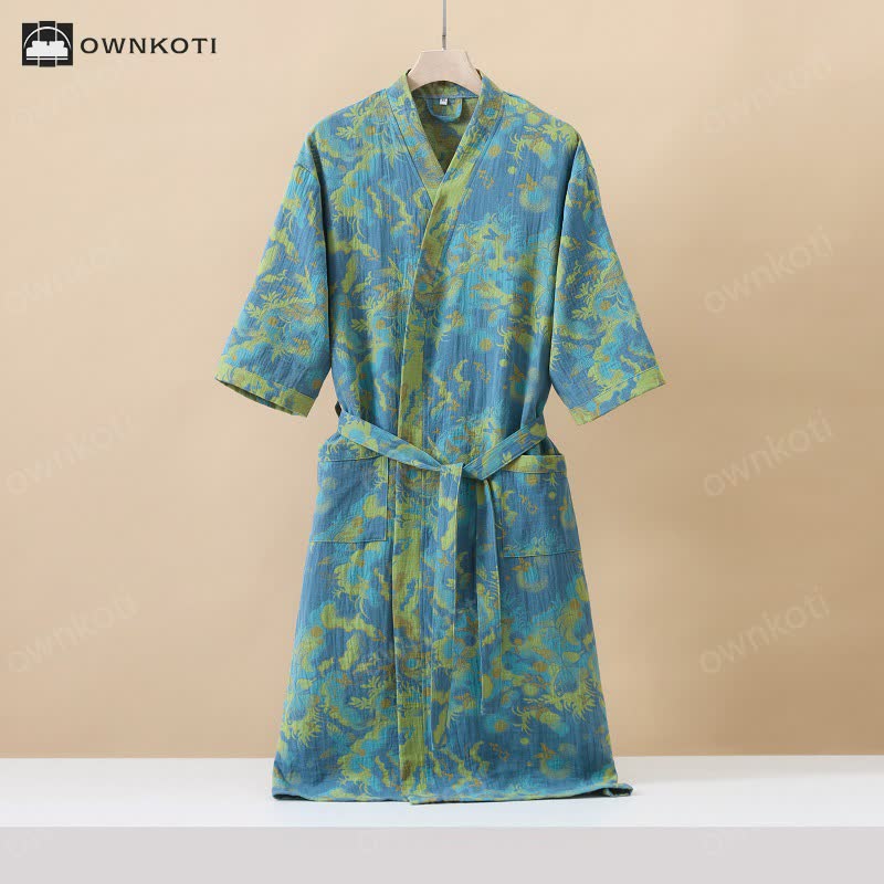 Jacquard Double Layer Gauze Kimono Bathrobe