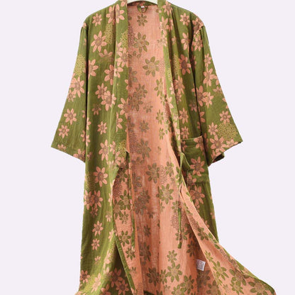 Jacquard Floral Gauze Lightweight Bathrobe - image 3