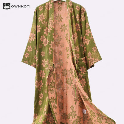 Jacquard Floral Gauze Lightweight Bathrobe