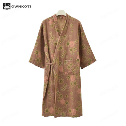 Jacquard Floral Gauze Lightweight Bathrobe