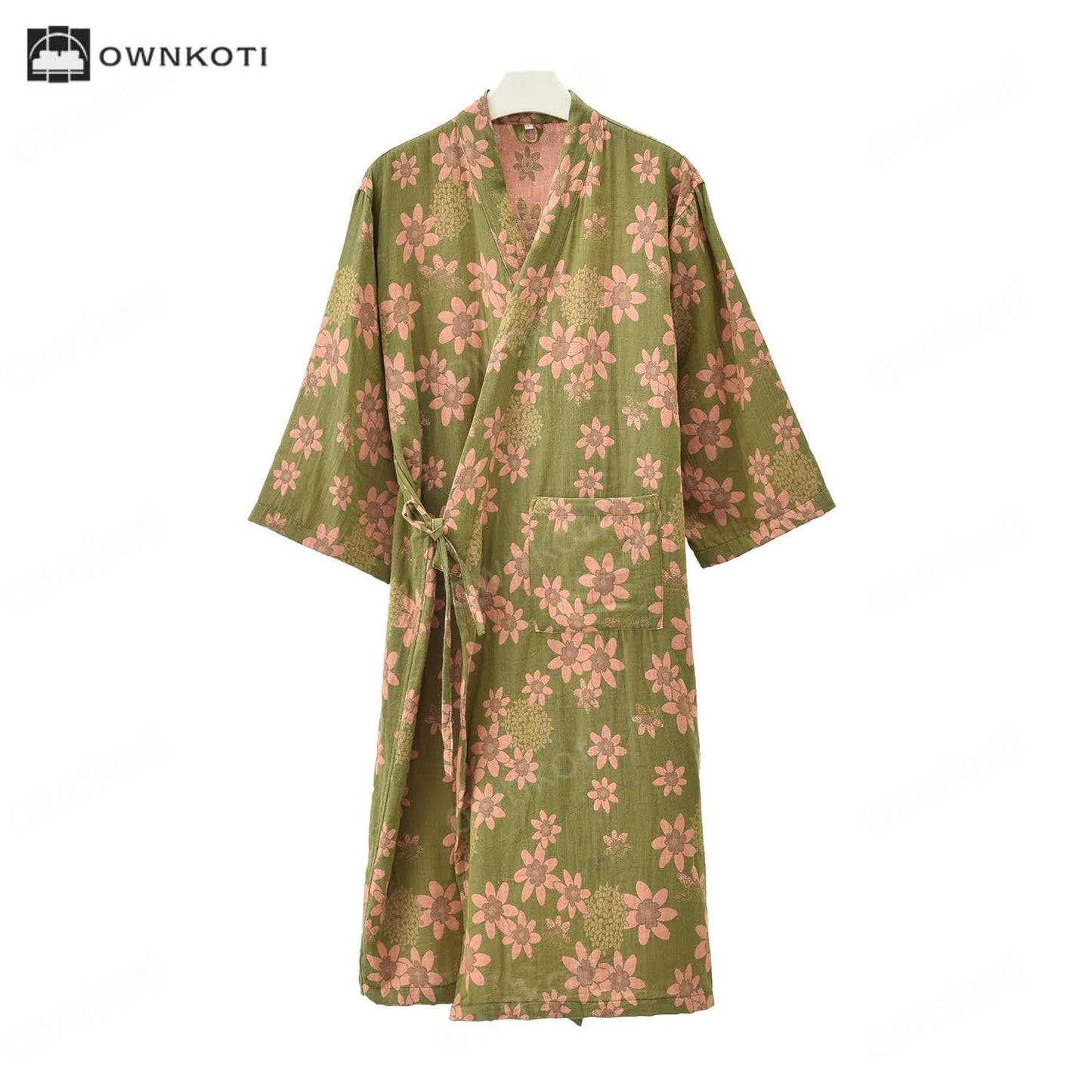 Jacquard Floral Gauze Lightweight Bathrobe