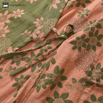 Jacquard Floral Gauze Lightweight Bathrobe