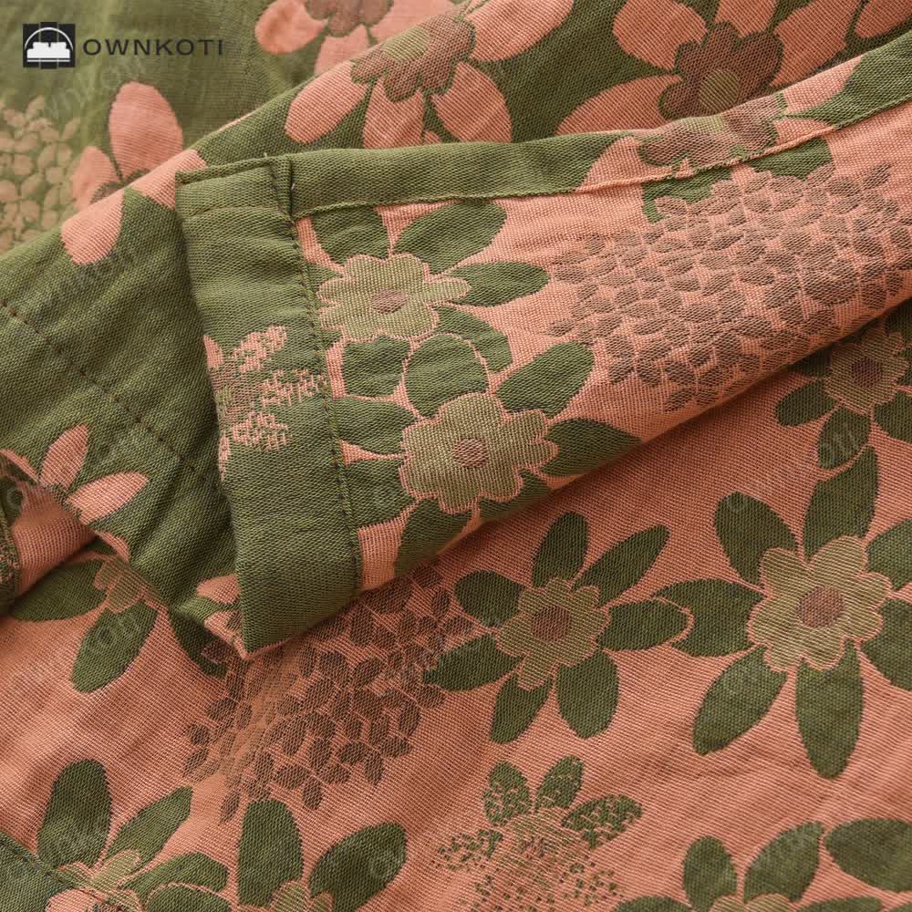 Jacquard Floral Gauze Lightweight Bathrobe