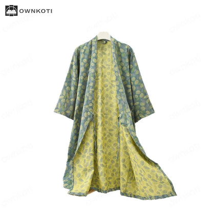 Cotton Gauze Leaf Comfy Lightweight Bathrobe