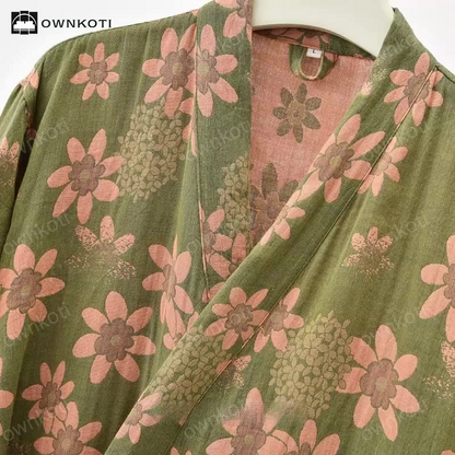 Jacquard Floral Gauze Lightweight Bathrobe