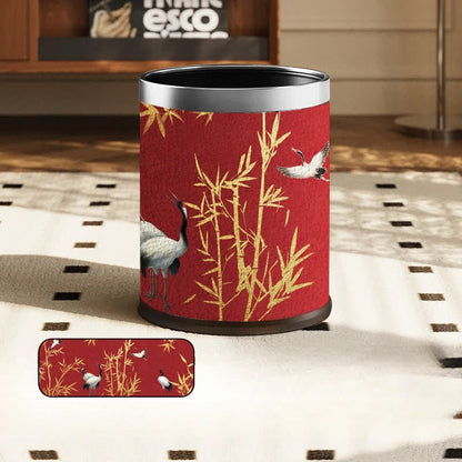 Elegant Red-crowned Bamboo Durable Trash Bin