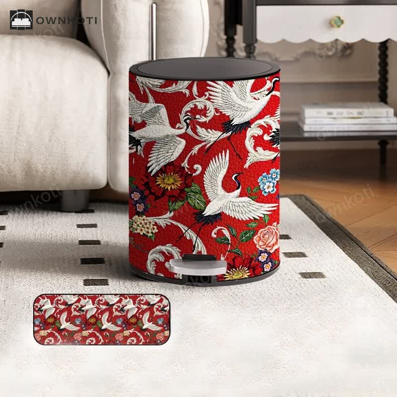 Double Barrel Vintage Floral Durable Trash Bin