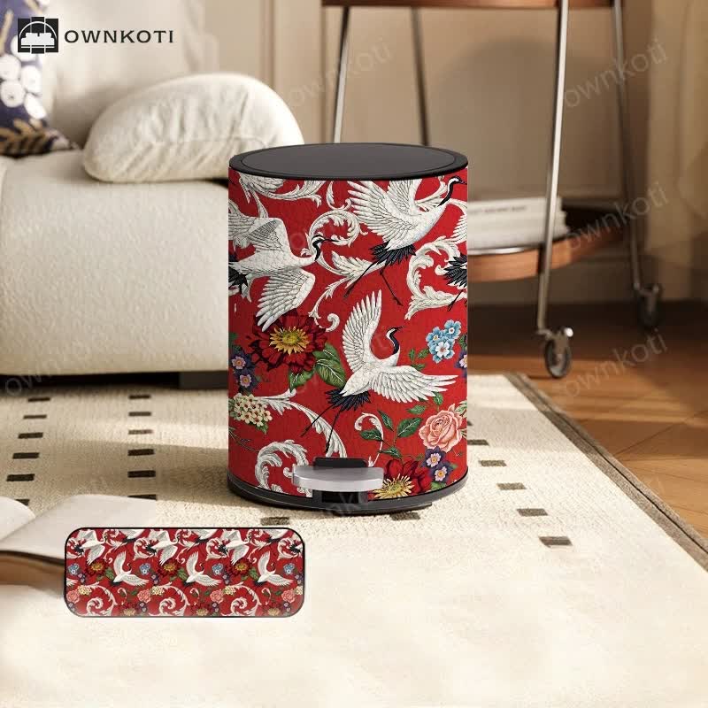 Double Barrel Vintage Floral Durable Trash Bin