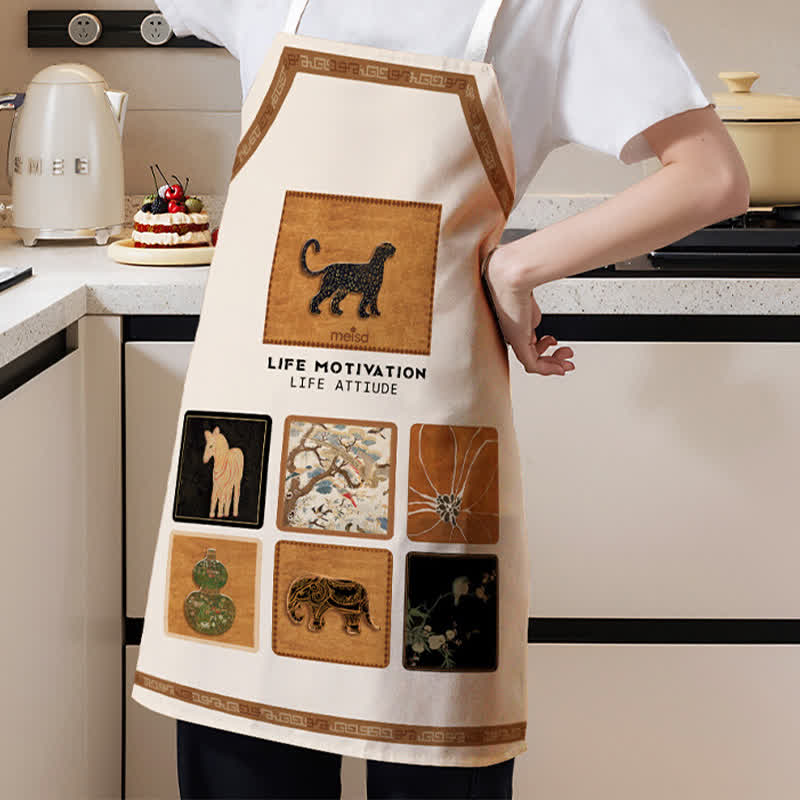 Vintage Animal Pattern Waterproof and Oil Resistant Apron