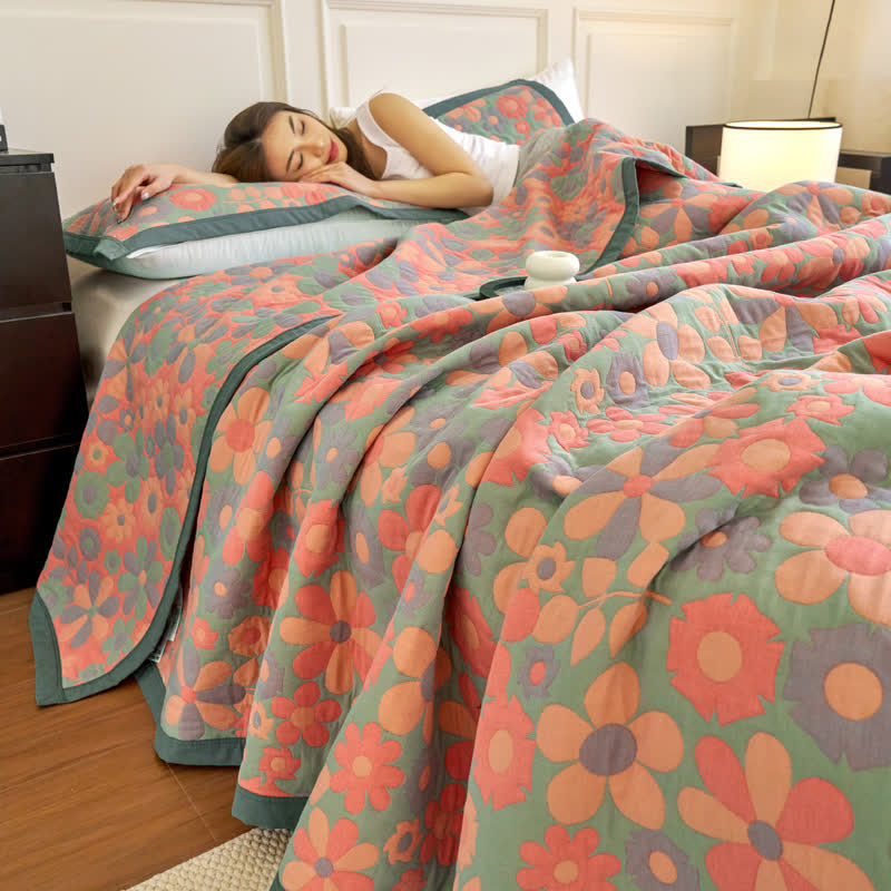 Refresh Floral Cotton Gauze Comfy Soft Blanket