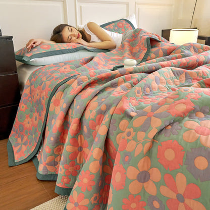 Refresh Floral Cotton Gauze Comfy Soft Blanket