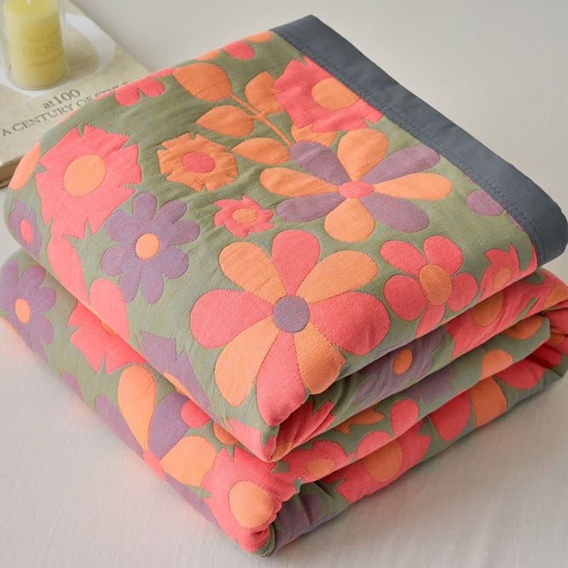 Refresh Floral Cotton Gauze Comfy Soft Blanket