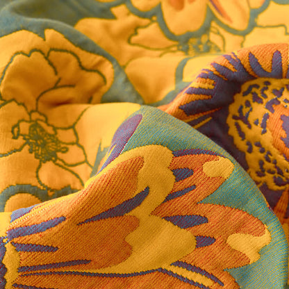 Cotton Gauze Reverisible Blomming Flower Quilt