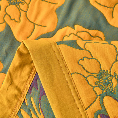 Cotton Gauze Reverisible Blomming Flower Quilt