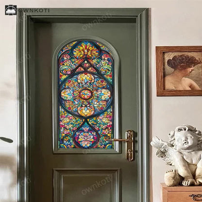 Vintage Stained Baroque Static Frosted Privacy Film
