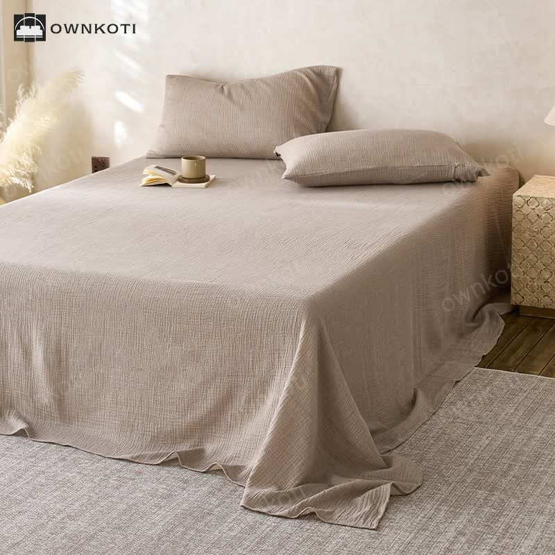 Solid Color Double Layer Cotton Gauze Coverlet