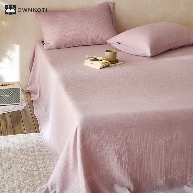 Solid Color Double Layer Cotton Gauze Coverlet