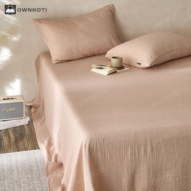 Solid Color Double Layer Cotton Gauze Coverlet