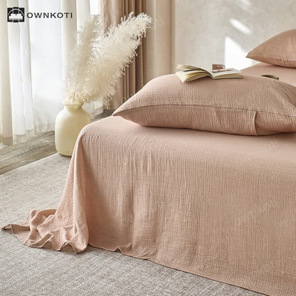 Solid Color Double Layer Cotton Gauze Coverlet