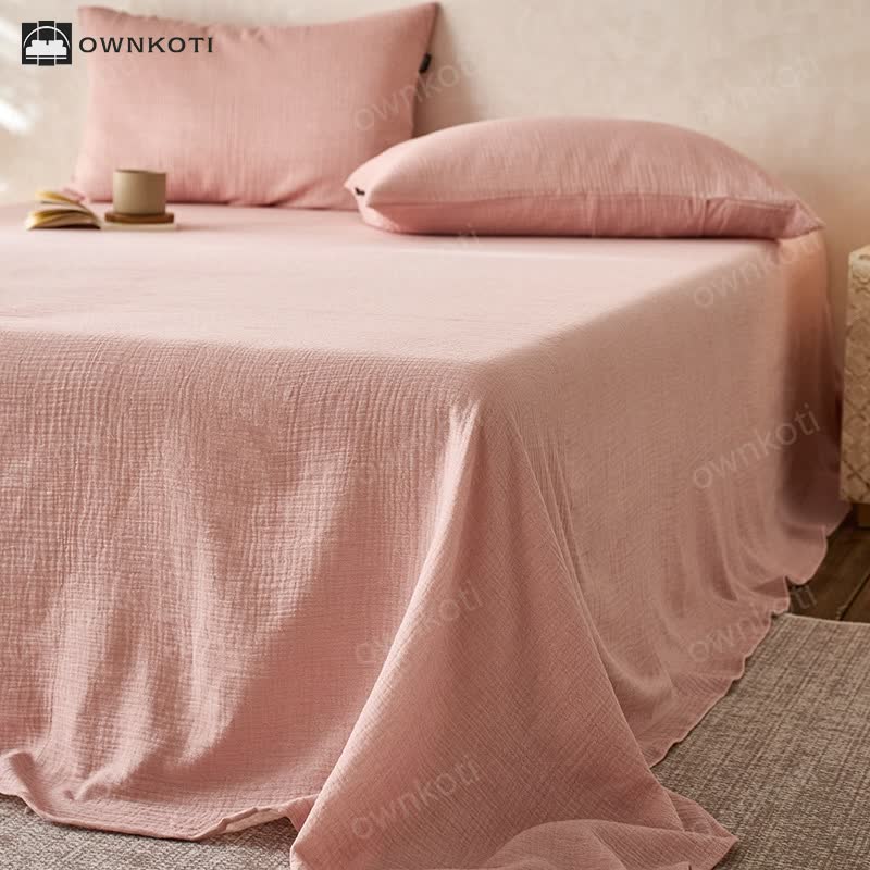 Solid Color Double Layer Cotton Gauze Coverlet