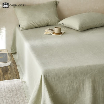 Solid Color Double Layer Cotton Gauze Coverlet