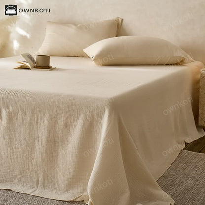 Solid Color Double Layer Cotton Gauze Coverlet