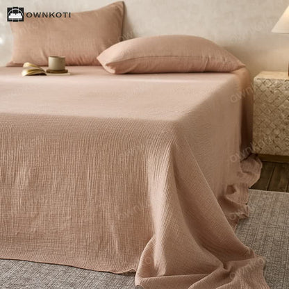 Solid Color Double Layer Cotton Gauze Coverlet