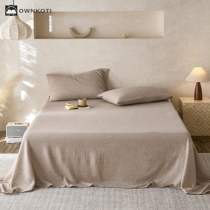 Solid Color Double Layer Cotton Gauze Coverlet