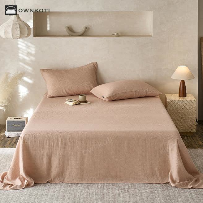 Solid Color Double Layer Cotton Gauze Coverlet